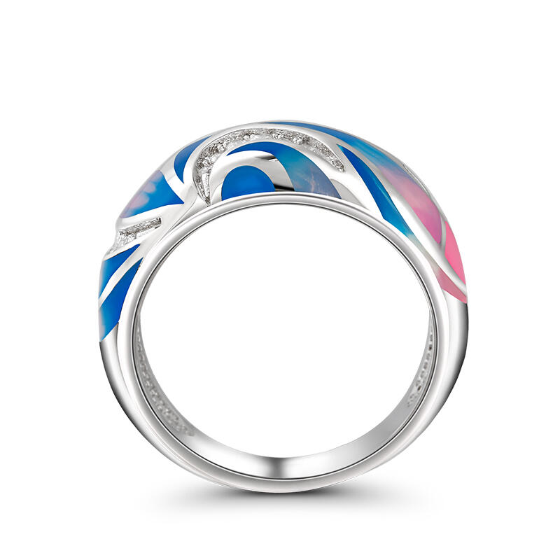 Dreamy Garden "Summer Style" Enamel Sterling Silver Women's Band