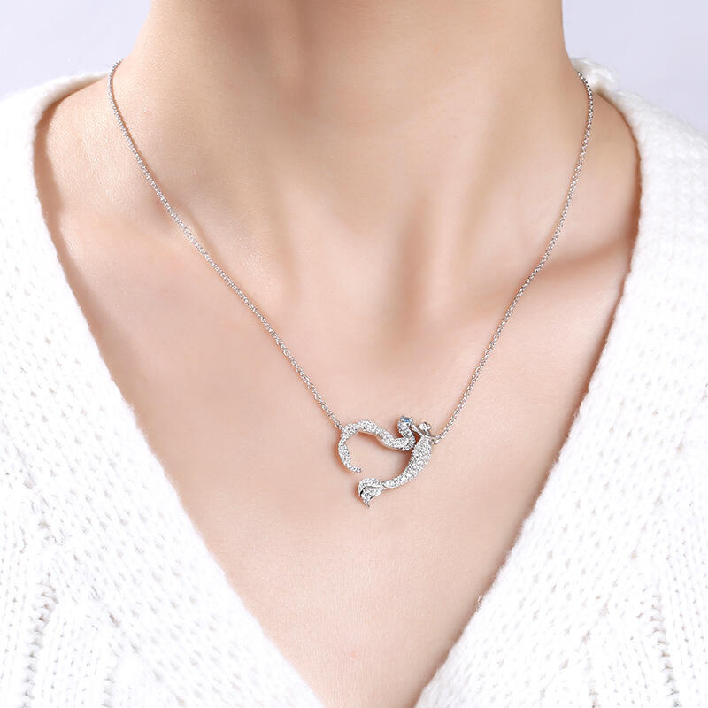 Jeulia "Ocean's Light" Sterling Silver Mermaid Gift Necklace for Valentine's Day