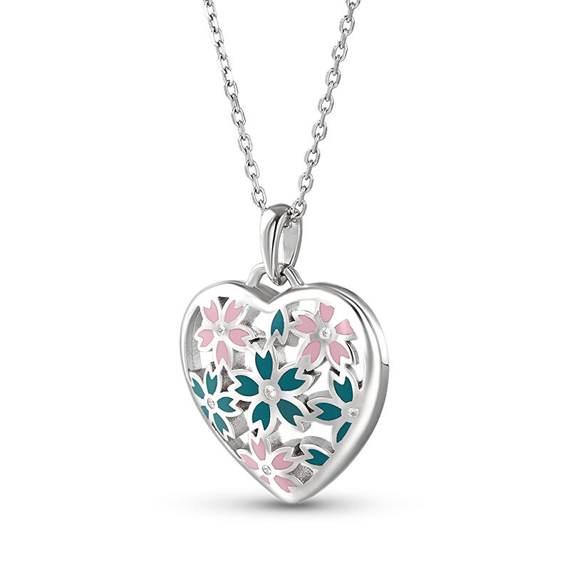 Jeulia "Smell the Spring" Enamel Sterling Silver Necklace