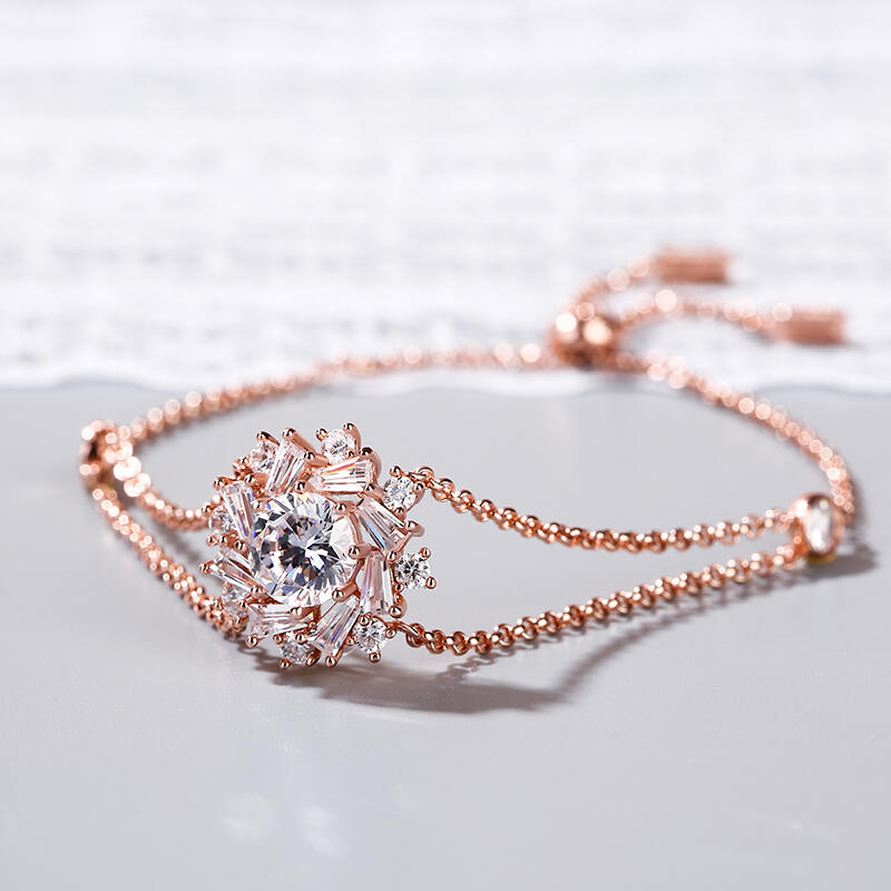 Jeulia Sunshine Round Cut Sterling Silver Bracelet