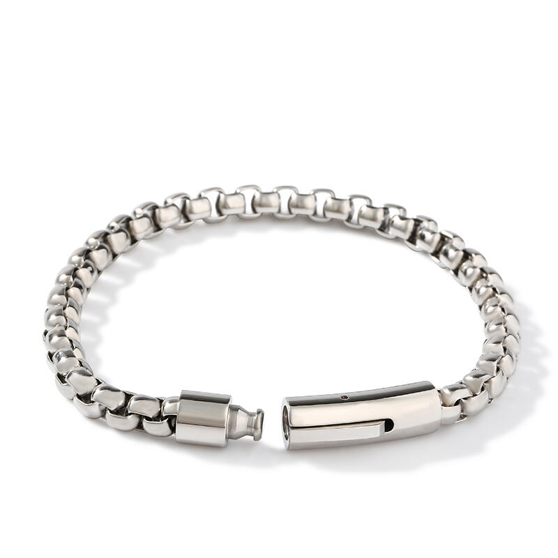 Jeulia Pulsera de hombre de acero inoxidable con cadena de perlas