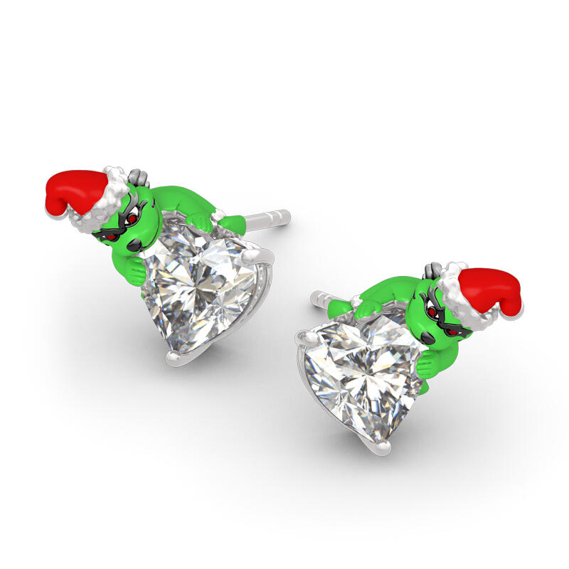 Jeulia Hug Me "Welcome Christmas" Heart Cut Sterling Silver Earrings