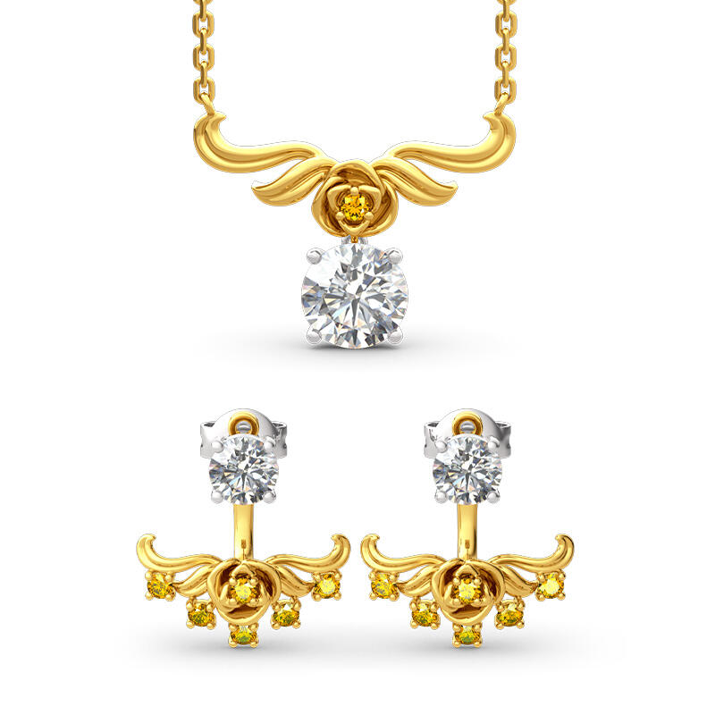 Jeulia Rose Round Cut Sterling Silver Jewelry Set