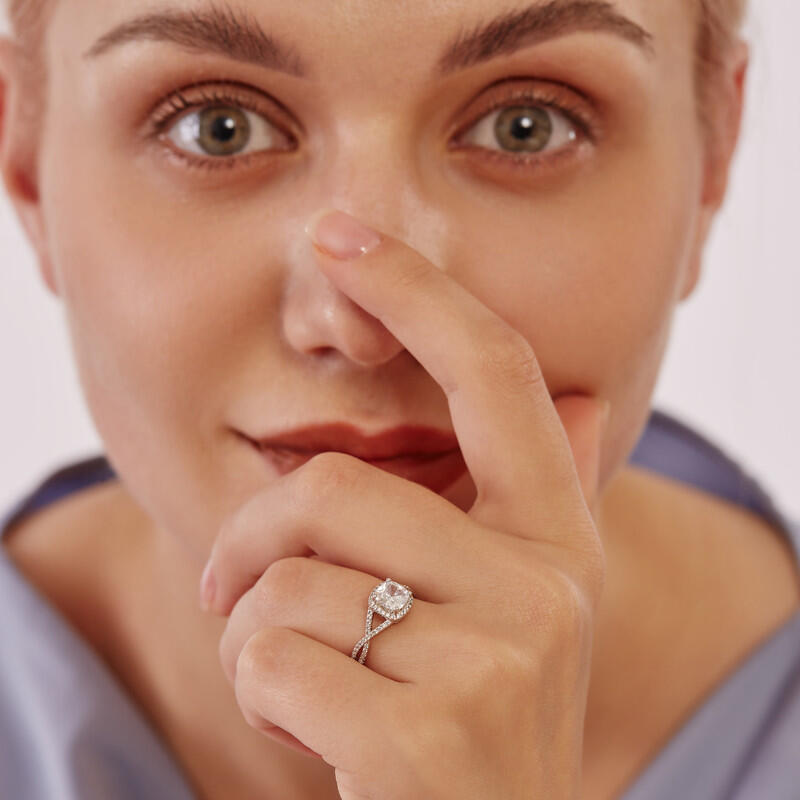 "You Matter To Me" Cushion Cut Halo Engagement Ring