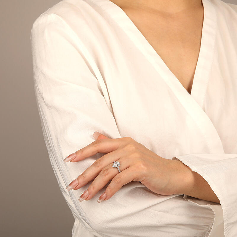 "With You by My Side" 1ct Pear Cut Halo Engagement Ring