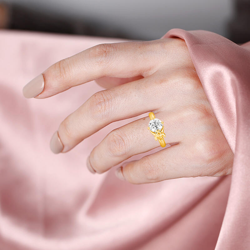 "Puppy Love" Round Cut Side Stone Engagement Ring