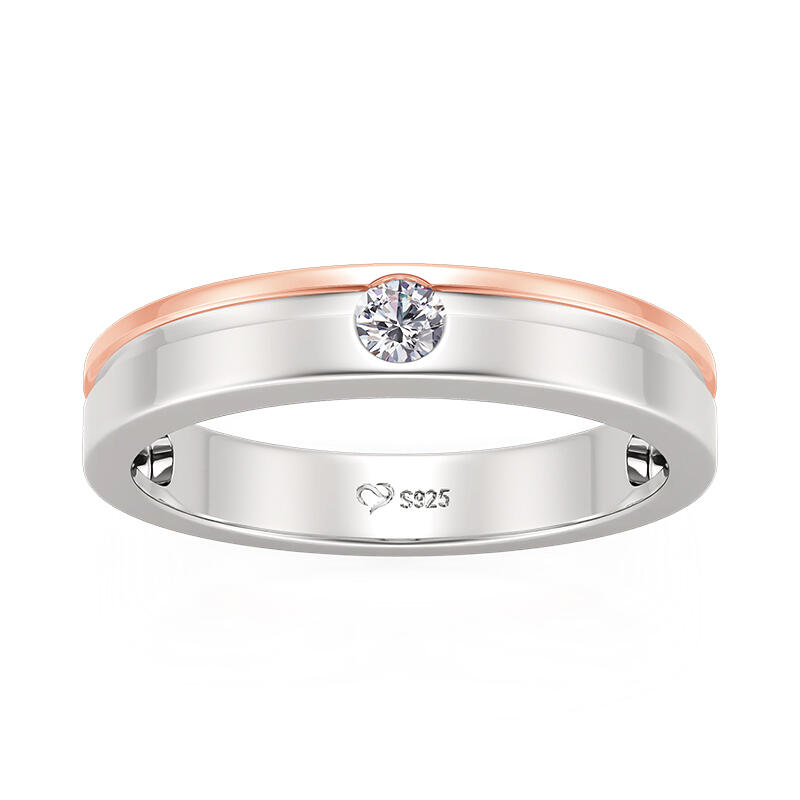 Jeulia Classic Two Tone Men's Wedding Band Sterling Silver