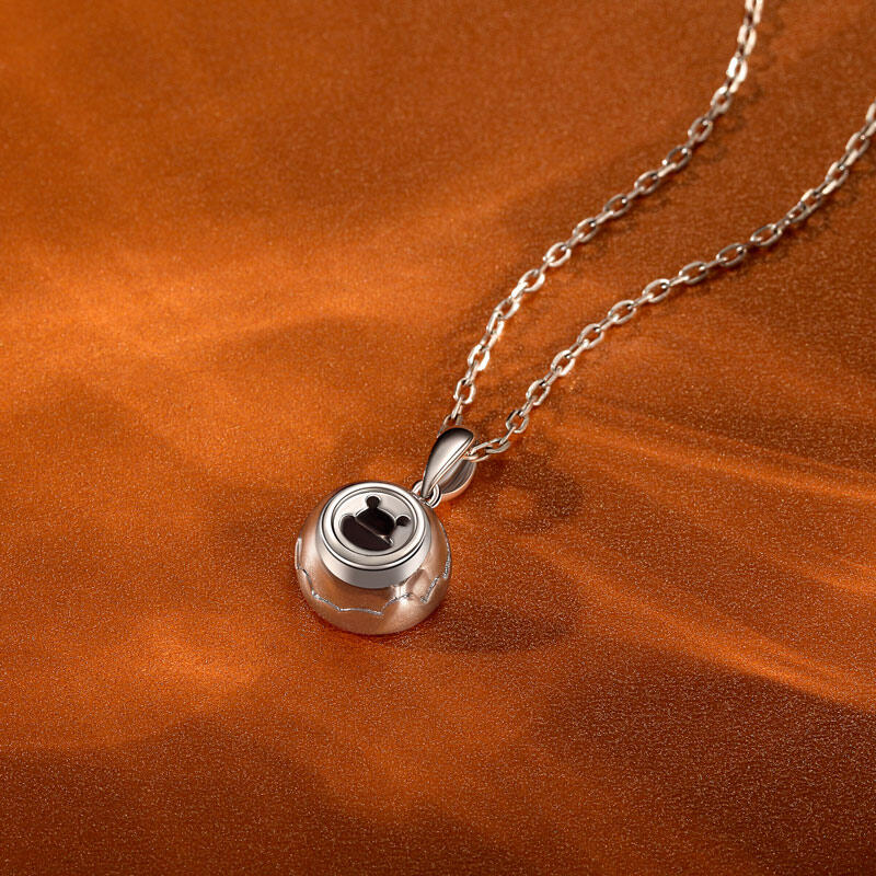 Jeulia Hollow Bear Reversible Necklace Sterling Sliver