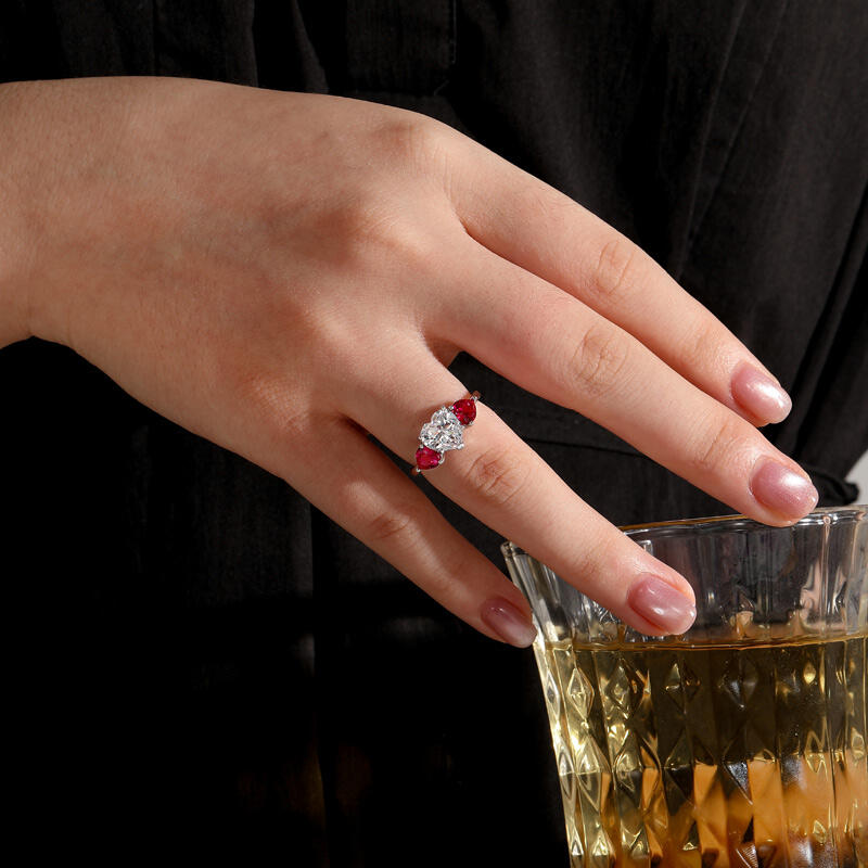 Jeulia Custom Classic Heart Three-Stone Ring