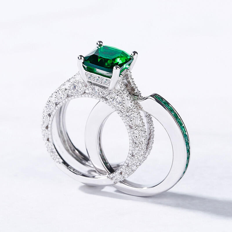 Jeulia Interchangeable Radiant Cut Sterling Silver Ring Set