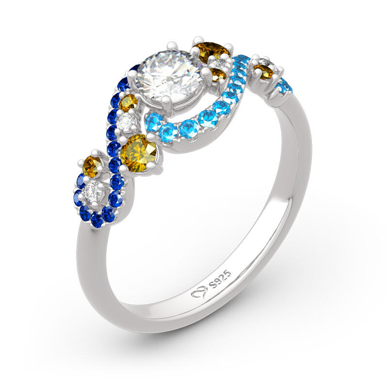 Jeulia "Dreamy Secret" The Starry Night Inspired Sterling Silver Ring