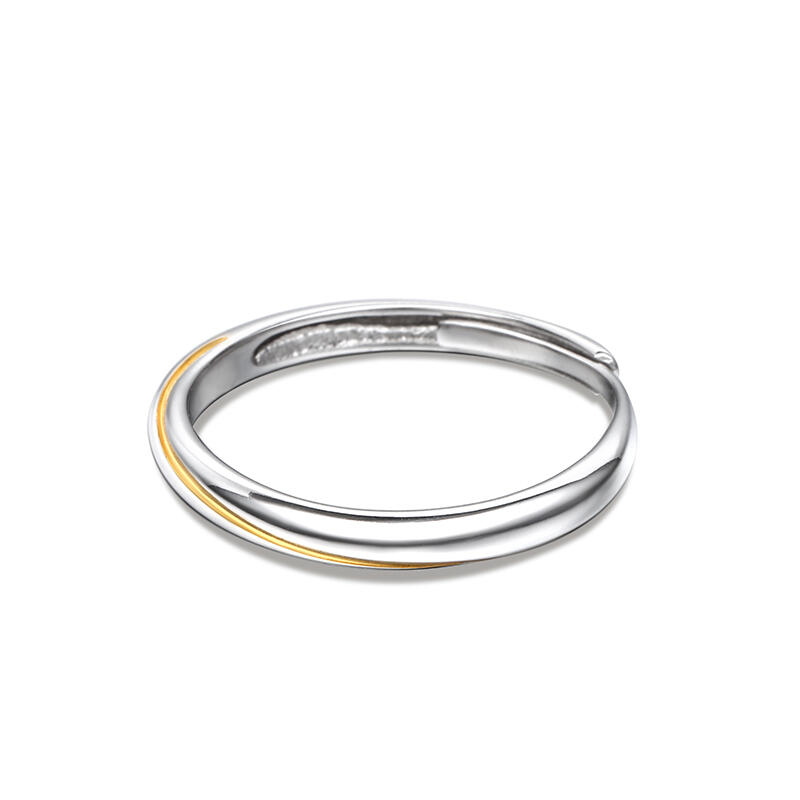 Jeulia "Every Side of Love" Mobius Two Tone Adjustable Sterling Silver Men's Band