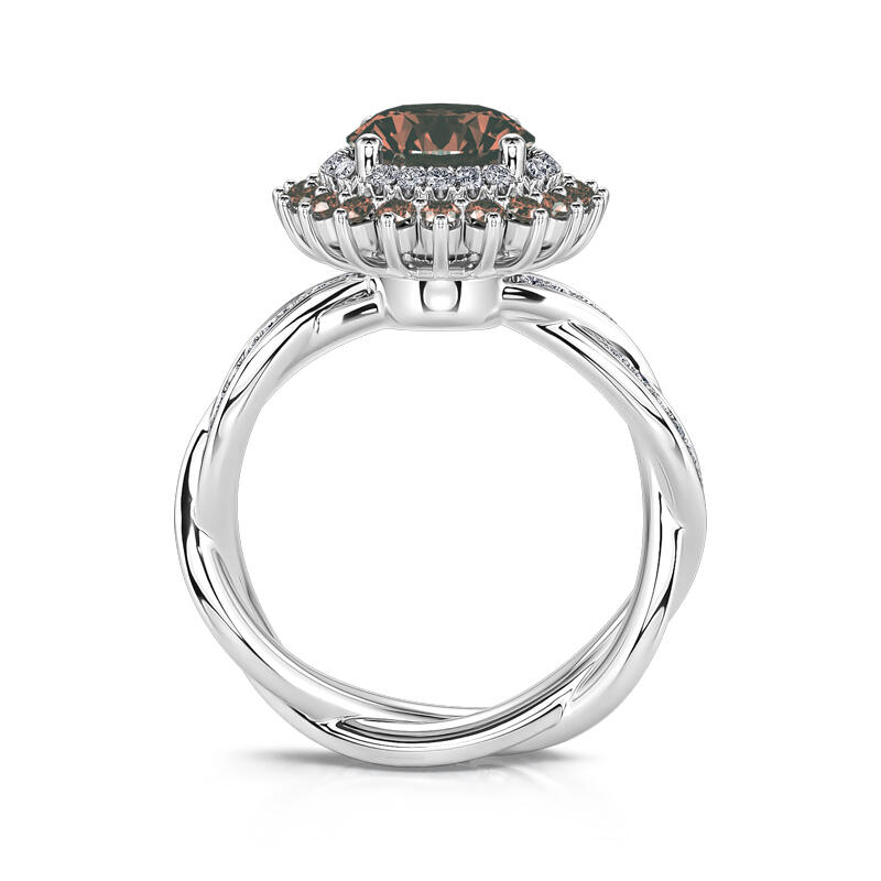 Jeulia "Delicious Coffee" Round Cut Sterling Silver Rotating Soothe Ring