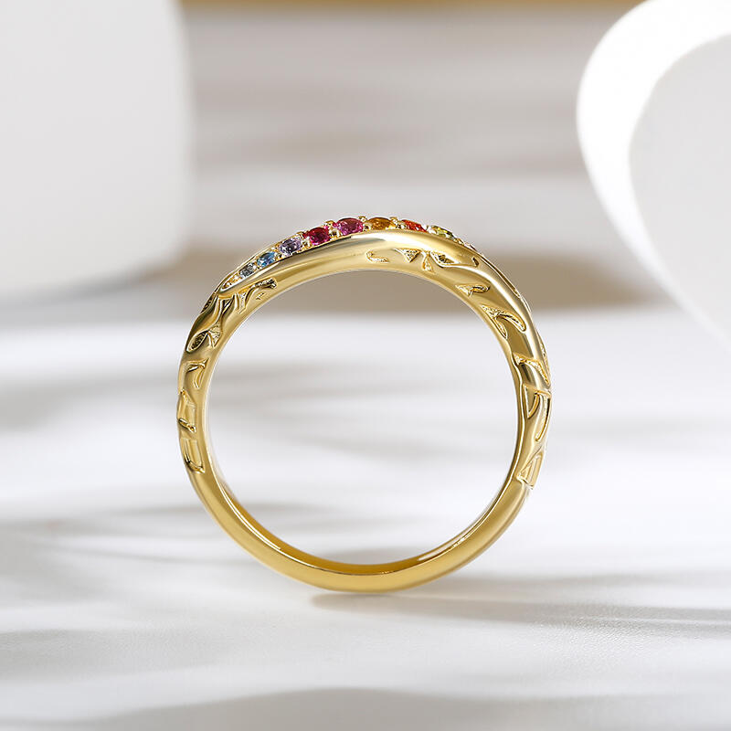 Jeulia Multi-Stone Twist Sterling Silver Women's Band