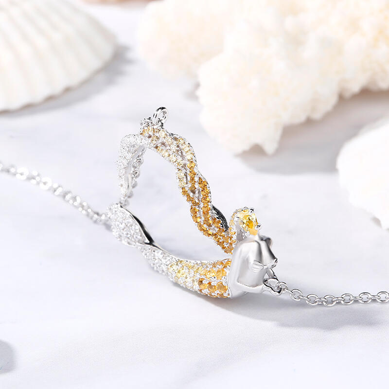 Jeulia "Ocean's Light" Sterling Silver Mermaid Gift Necklace for Valentine's Day