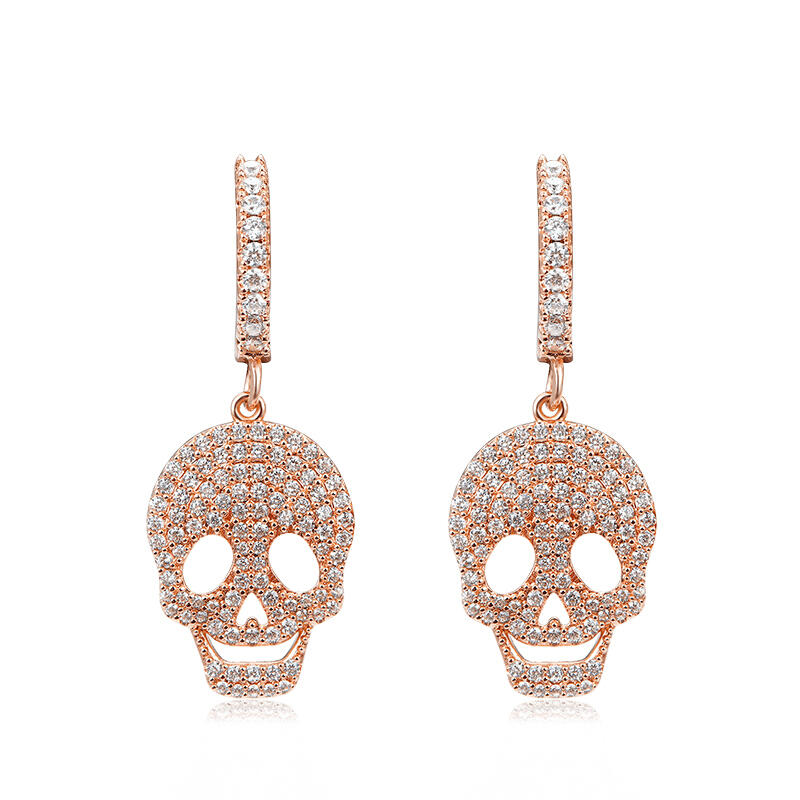 Jeulia "Sugar Skull" Sterling Silver Drop Earrings