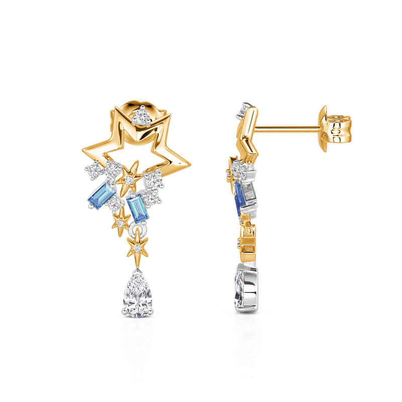 Jeulia Luna Astra Pendientes con Estrella Celestial Caída