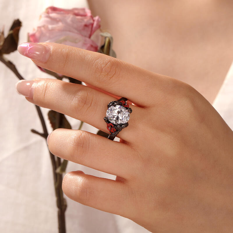 Jeulia Bague Serpent Épine Noire Rose Gothique en Argent Sterling