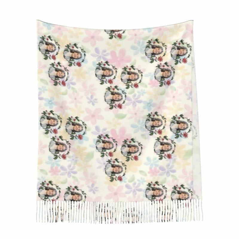 Personalized Scarf with Wreath Winter Scarf Memorial Loved Ones Gift for Family Members