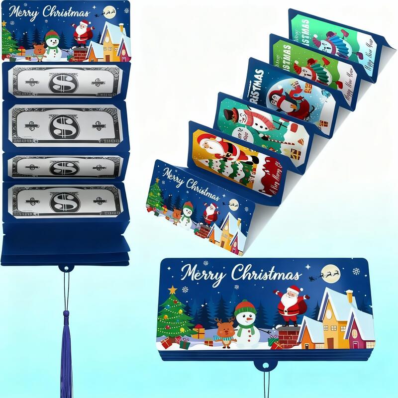 Santa Claus Dollar Bill 10-Slot Red Envelope Surprise Party Money Cash Box for Christmas