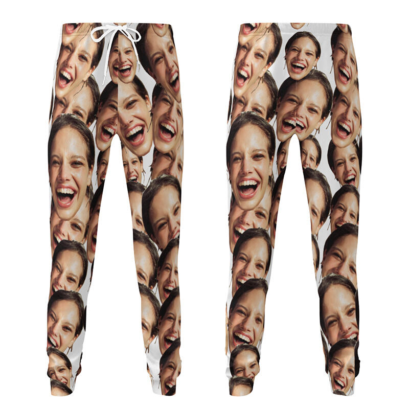 Personalized Unisex Sweatpants Custom Head Photo Full-Print Design Funny Gift for Family