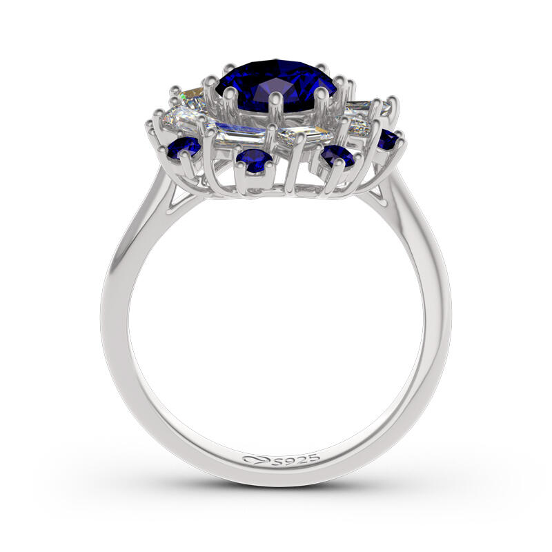 Jeulia Halo Round Cut Sterling Silver Ring