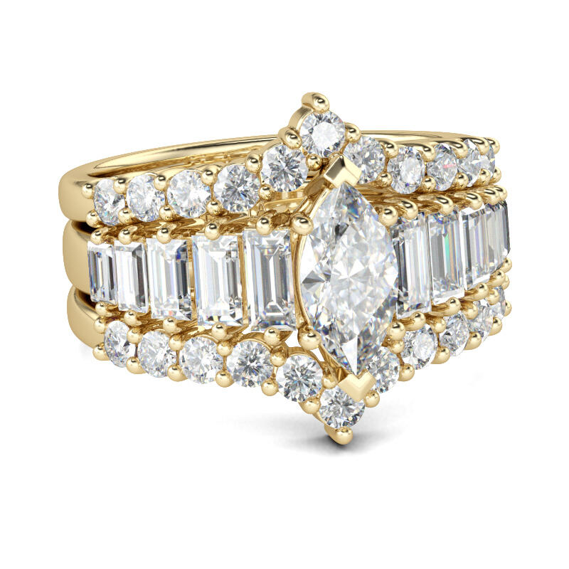 3SZT Zestaw Pierścionków Srebrnych z Szlifem Markisowym