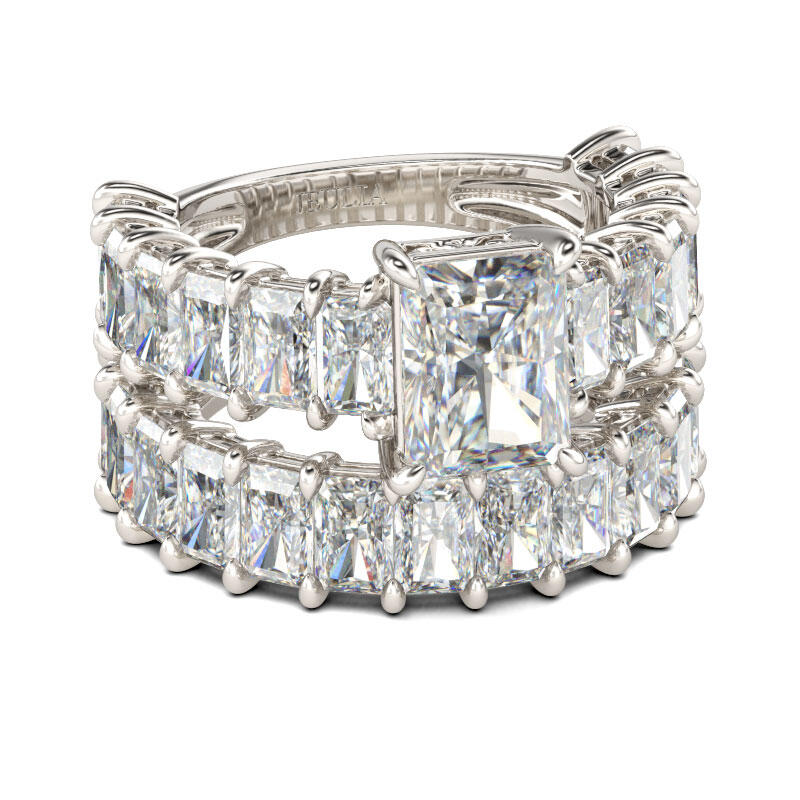 Jeulia Classic Radiant Cut Sterling Silver Ring Set