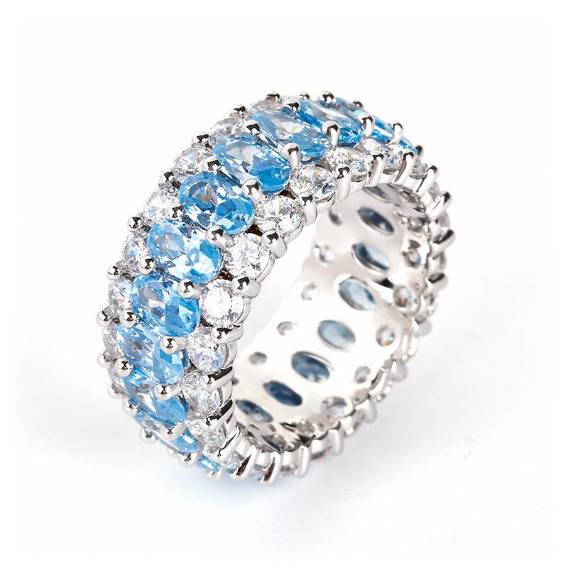 Jeulia Classic Oval and Round Cut Sterling Silver Eternity Ring