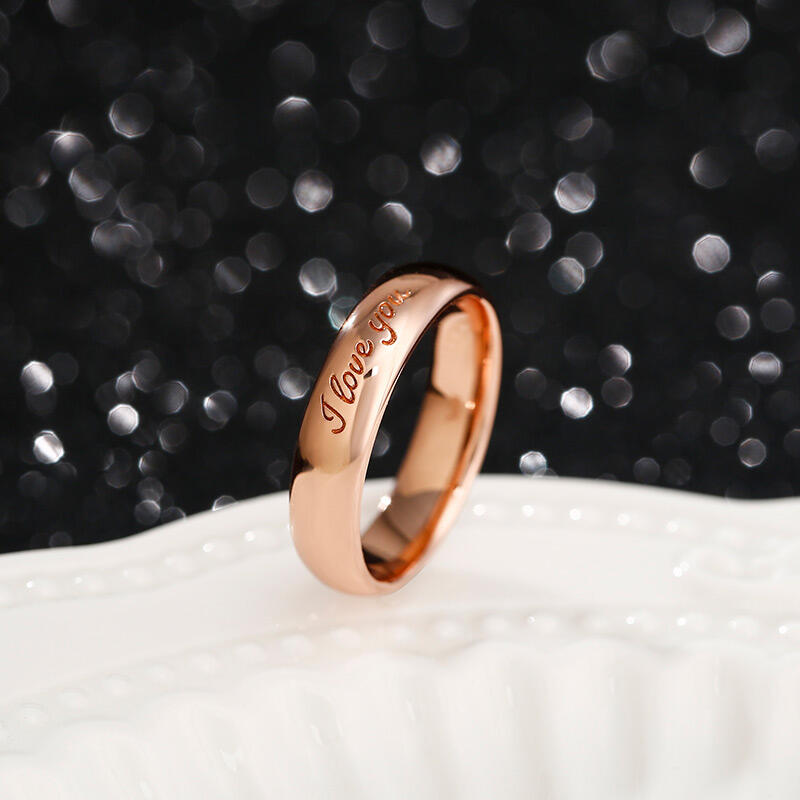 Jeulia "I Love You" Rose Gold Tone Sterling Silver Men's Band