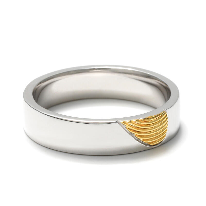 Jeulia ハート 指紋 デザイン シルバー メンズ リング