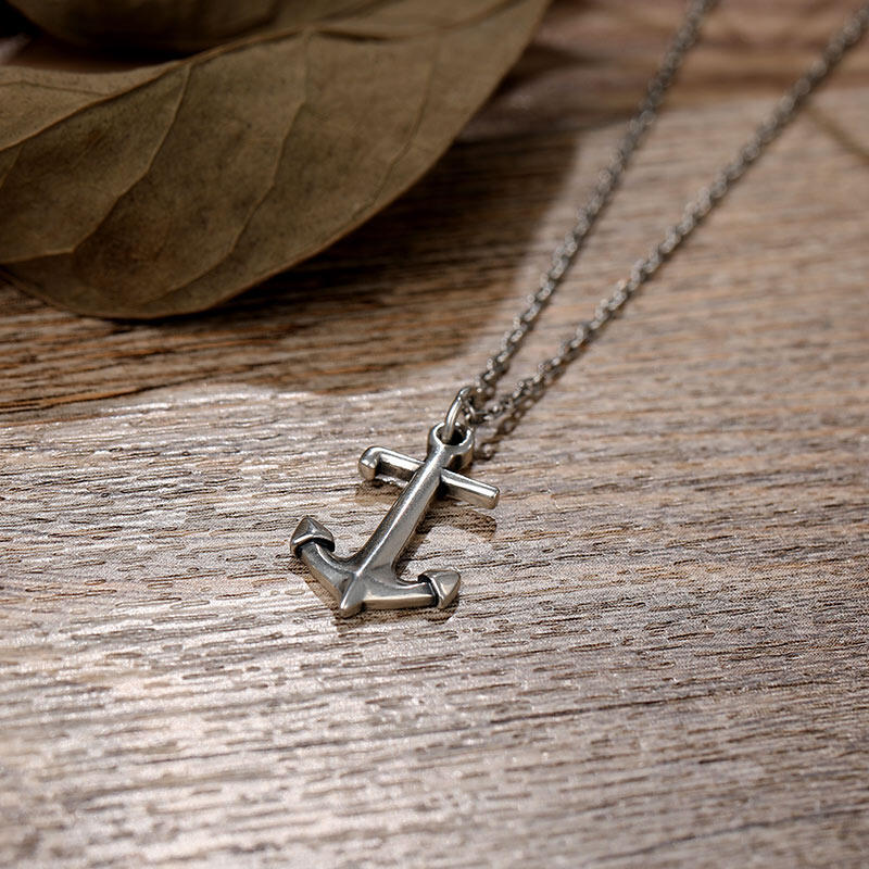 Jeulia Colgante con forma de ancla tridimensional de plata de ley