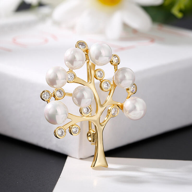 Jeulia Broche de pérolas cultivadas em prata de lei