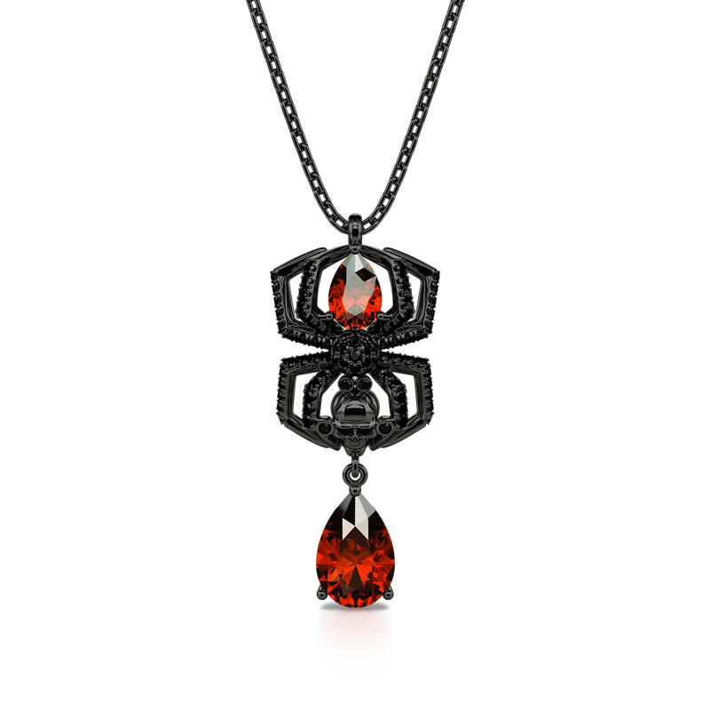 Jeulia "Spider Skull Biker" Pear Cut Sterling Silver Jewelry Set