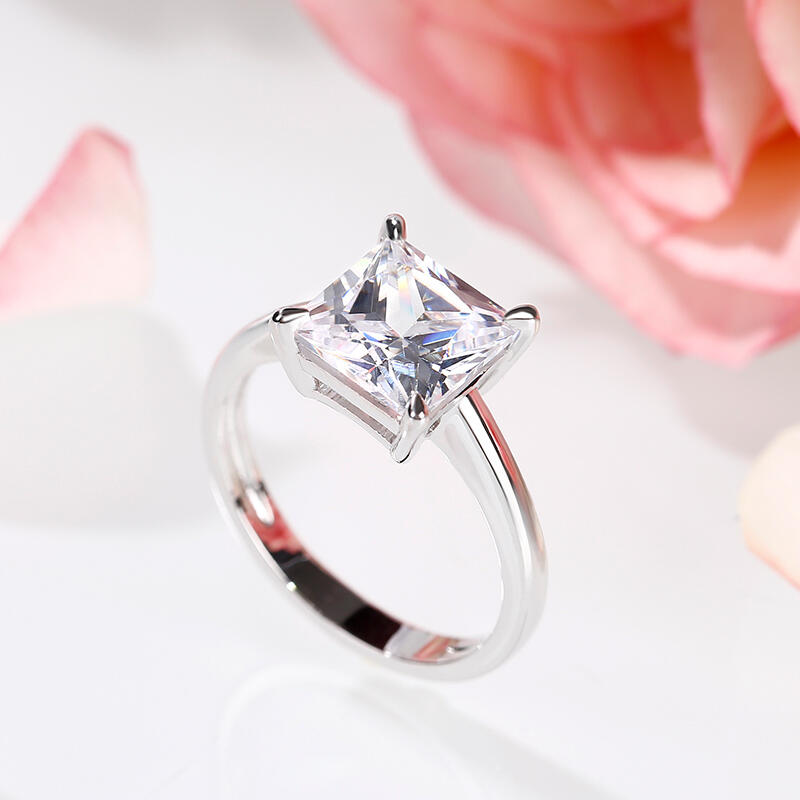 Jeulia 10K/14K/18K Gold Platinum Princess Cut Solitaire Ring