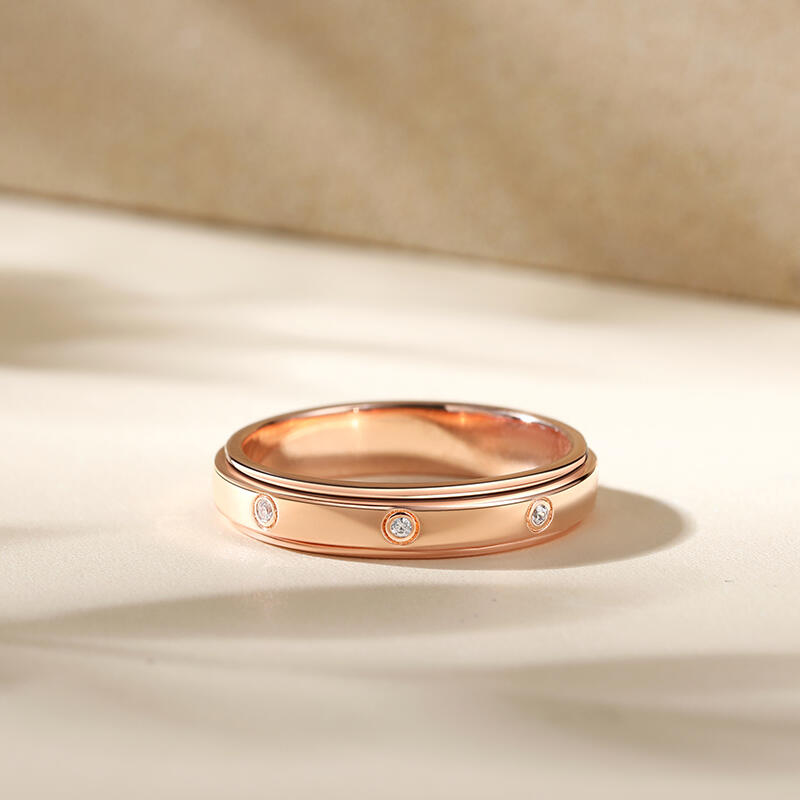 Jeulia Rotatable Round Cut Sterling Silver Spinner Women's Band