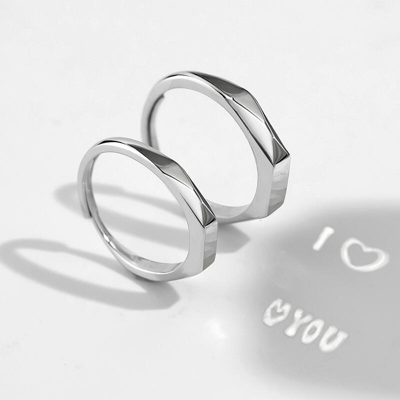 Jeulia Simple "Love Projection Ring"  Men Wedding Band Sterling Silver