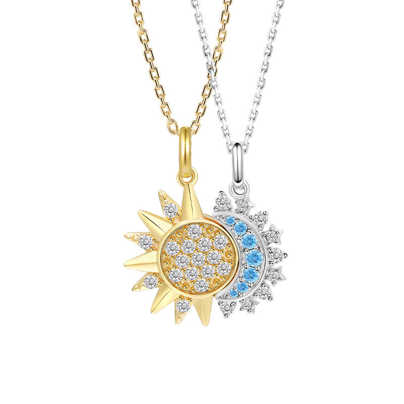 Jeulia Cool Sol och Måne Vänskapshalsbandsset Sterling Silver Magnetisk