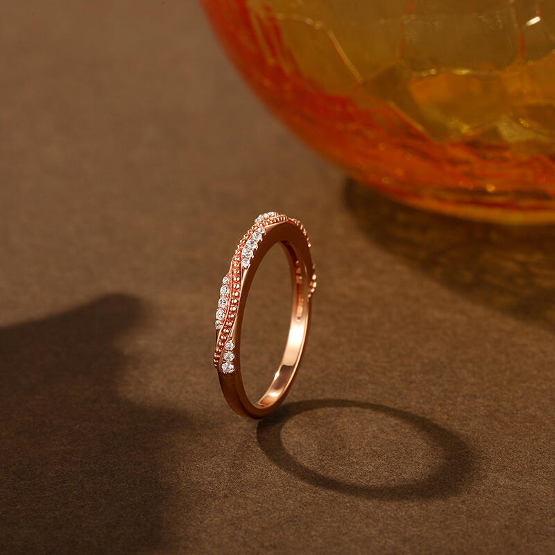 Jeulia Argolla de Eternidad Vintage con Diseño de Ola y Milgrain de Plata de Ley