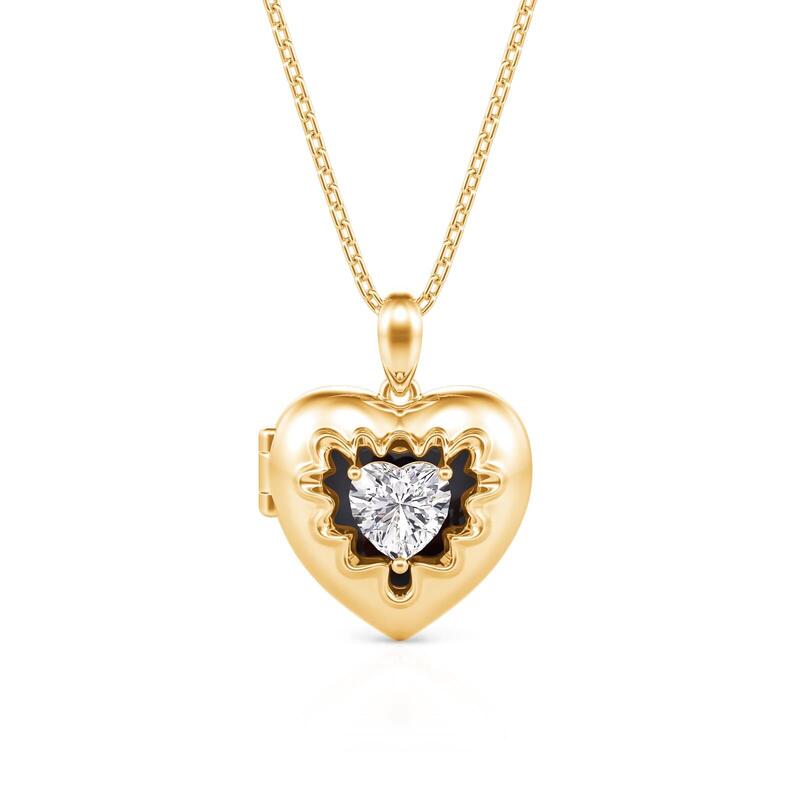 Jeulia Personalized Heart Photo Locket Necklace with Birthstone