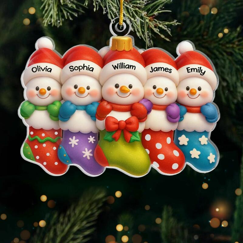 Personalisierte Weihnachts-Schneemann-Ornamente mit individuellen Namen Geschenke für Ihre Familie