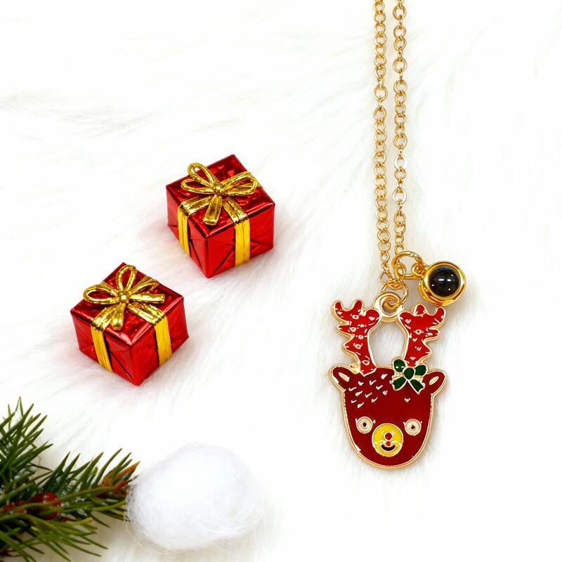 Personalized Christmas Projection Image Necklace Gift for Girls