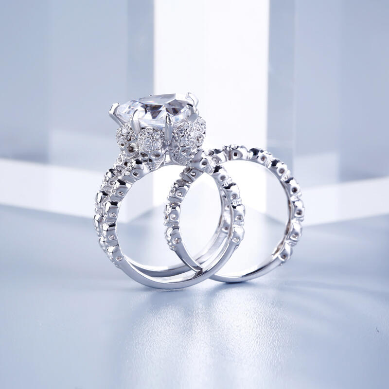 Jeulia Interchangeable Trillion Cut Sterling Silver Skull Ring