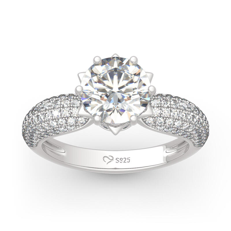 Jeulia Nature Inspired Round Cut Sterling Silver Ring