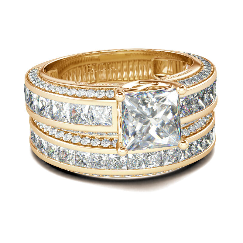 Jeulia Princess Cut Sterling Silver Women's Ring Set