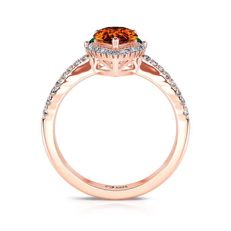 Jeulia Anillo de zanahoria con corte pera para mujer de plata de ley