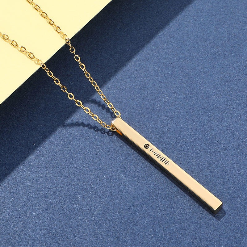 Jeulia Scannable Spotify Code Vertical Bar Stainless Steel Necklace