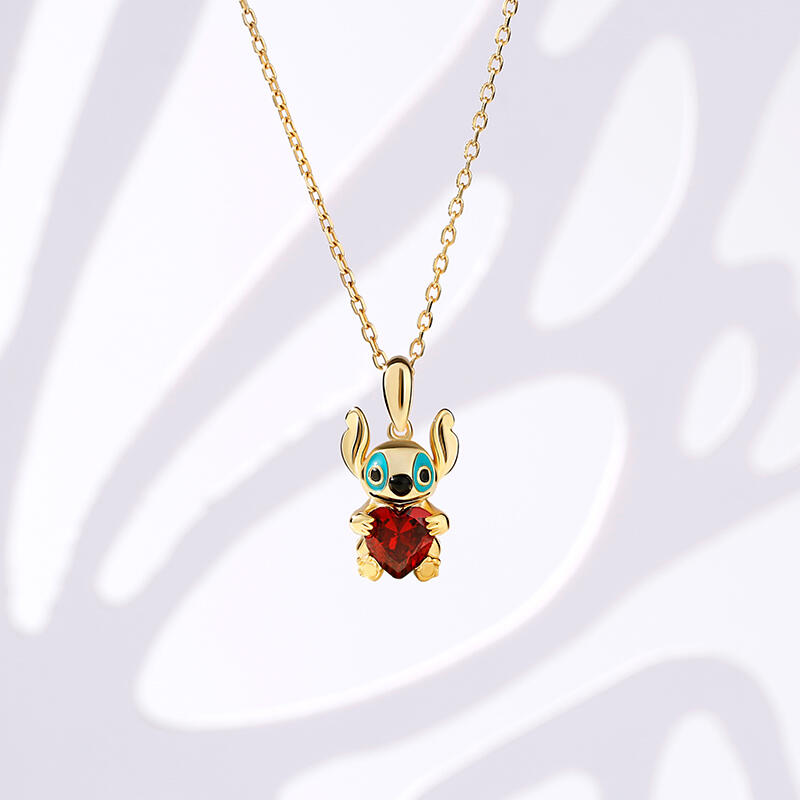 Jeulia Hug Me Collar con un lindo monstruito de plata de ley con corte de corazón