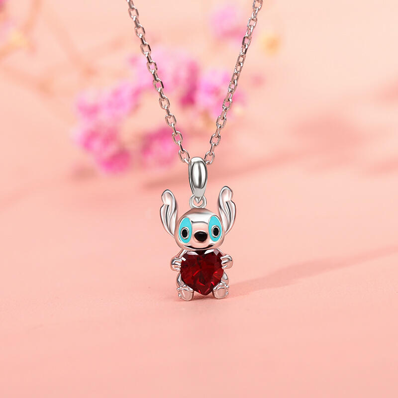 Jeulia Hug Me "Little Monster" Heart Cut Sterling Silver Necklace