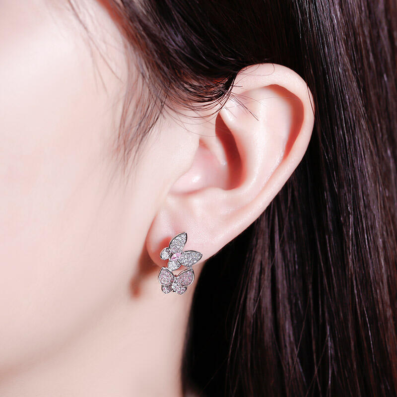 Jeulia "Spring is Coming" Two Butterfly Sterling Silver Earrings